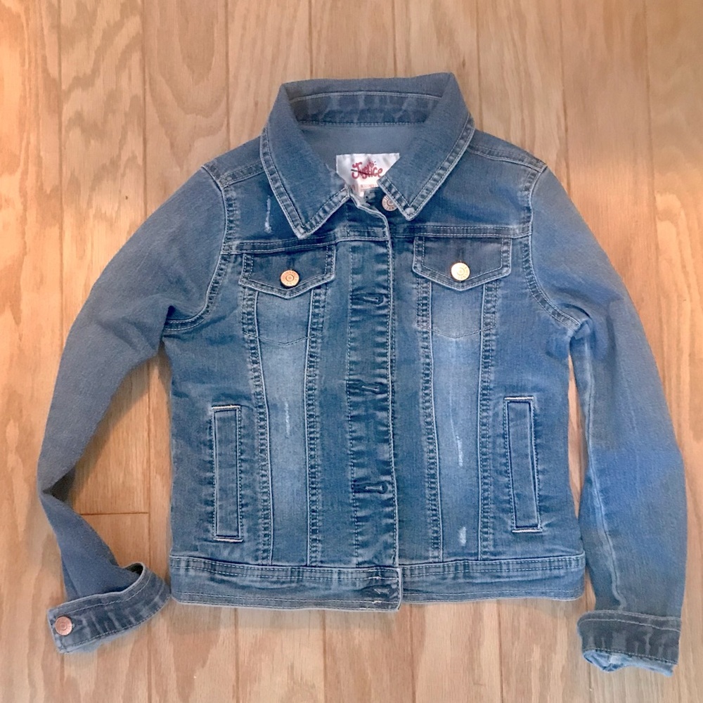 🎁3/$10 JUSTICE JEAN JACKET SIZE 10